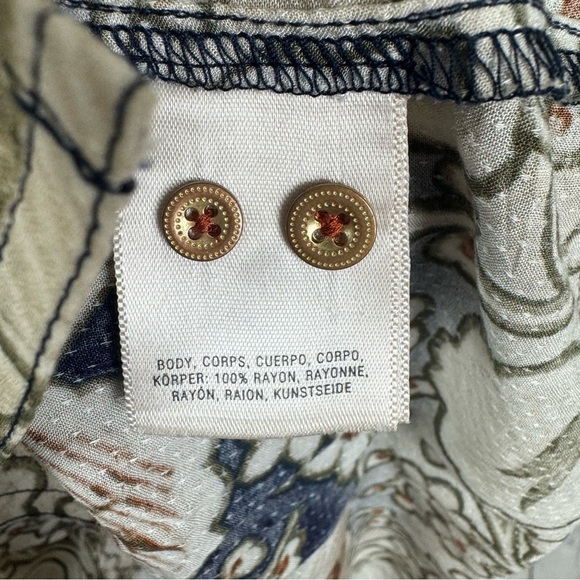 MAEVE Anthropologie Orli Blouse Floral Print Top Ombre Blue Beige Size Medium - Picture 7 of 8